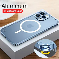 Magnetic Charging Case for Mobile Aluminum Alloy Metal Case for iPhone 14 13 12 11 Pro Mini Max Translucent Matte PC Lightinthebox