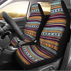 Trendy Southwest Design Turquoise Blue Car Front Seat Covers Full Set of 2 Universal Bucket Seats Protector Fit for Most Vehicles Lightinthebox