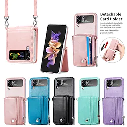 Phone Case For Samsung Galaxy Handbag Purse Wallet Card Flip Z Flip 4 Z Flip 3 Flip Zipper Support Wireless Charging Solid Colored PU Leather Lightinthebox