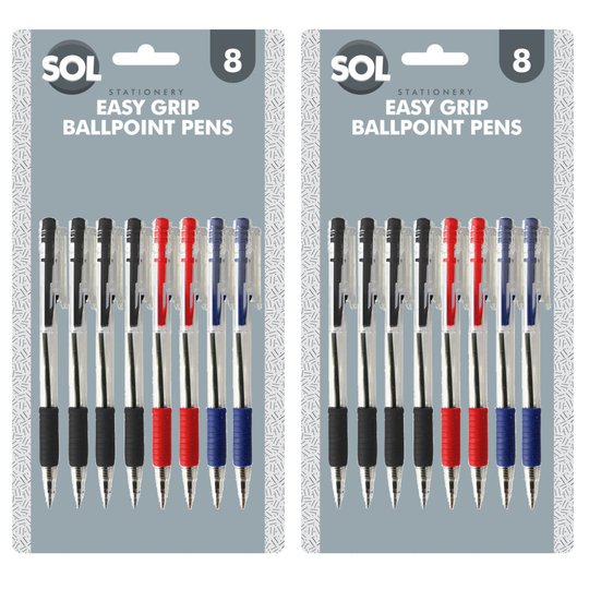 (16pk ) Easy Grip Ballpoint Pens Retractable 0.7mm Smooth