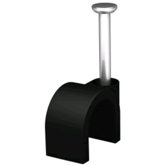 kenable Black 100 x 7mm Round Cable Clips Secure Fastenings Cables Boxed