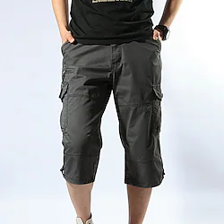 Men's Cargo Shorts Hiking Shorts Military Summer Outdoor Regular Fit Ripstop Breathable Quick Dry Zipper Pocket Capri Pants Bottoms Below Knee Dark Grey Black Cotton Hunting Fishing Climbing M L XL Lightinthebox