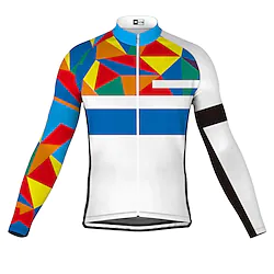 21Grams Men's Cycling Jersey Long Sleeve Bike Top with 3 Rear Pockets Mountain Bike MTB Road Bike Cycling Breathable Quick Dry Moisture Wicking Reflective Strips Blue Rainbow Polyester Spandex Sports Lightinthebox
