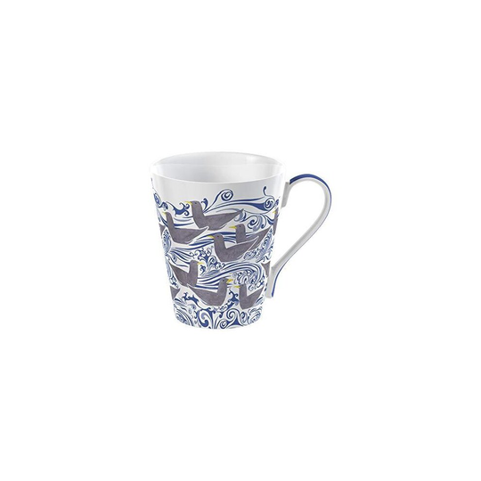 V&A Mug with Voysey Seagulls Design in Gift Box, Fine Bone China, White, 450 ml
