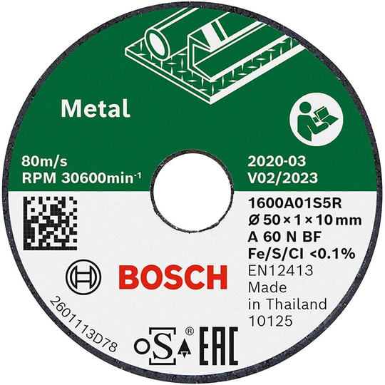 Bosch 1600A01S5Y 3 Cutting Discs (for Metal, Ø 50 mm, Accessories for Easy Cut & Grind)