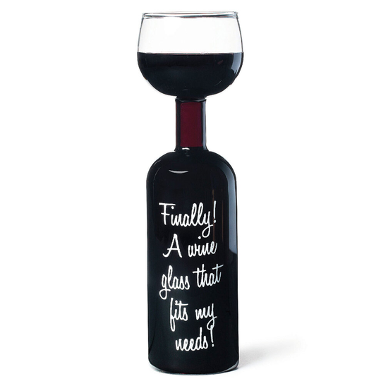 Wine Bottle Glass Champagne Party Bottomless Novelty 750ml Gift Box Secret Santa