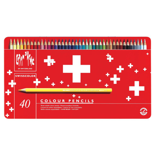 Caran D'ache Swisscolor Colour Pencils in Metal Box (Pack of 40)