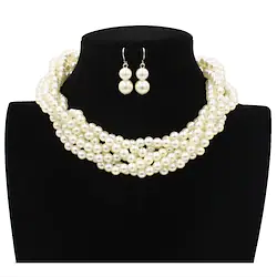 Bridal Jewelry Sets 1 set Pearl Alloy 1 Necklace Earrings Women's Stylish Lovely Braided Vertical / Gold bar Geometric Jewelry Set For Party Wedding Daily Lightinthebox
