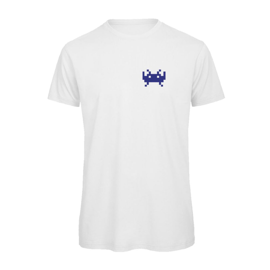 (White, L) Retro Space Invaders Inspired Graphic 100% Organic Very High Quality T-shirt, Gift Boxed Perfect Christmas, Birthday Gift