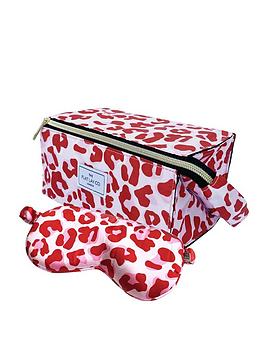 The Flat Lay Co. Pink Leopard Eyemask And Makeup Box Set