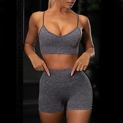 Women's 2pcs Yoga Suit Yoga Set Solid Color Shorts Bra Top Clothing Suit Cream Purple Yoga Fitness Gym Workout Tummy Control Butt Lift Breathable Sleeveless Sport Activewear Stretchy Slim / Athletic Lightinthebox