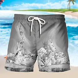 Men's Swim Shorts Swim Trunks Board Shorts Drawstring Elastic Waist 3D Print Graphic Breathable Soft Short Casual Daily Holiday Boho Streetwear Blue Gray Micro-elastic Lightinthebox