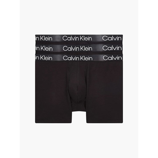 (L) Calvin Klein 3 Pack Modern Structure Boxer Briefs Black (000nb2971a7v1)