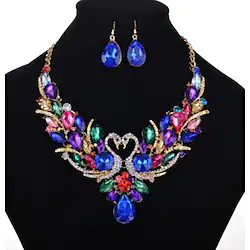 Pendant Necklace 1 set Multicolor Cubic Zirconia Imitation Diamond Alloy 1 Necklace Earrings Women's Luxury Unique Design Cute Tennis Chain Swan Geometric Jewelry Set For Party Festival Lightinthebox