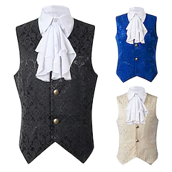 Prince Aristocrat Retro Vintage Elegant Victorian Medieval Renaissance 19th Century Vest Fake Collars Men's Slim Fit Costume Vintage Cosplay Queen's Platinum Jubilee 2022 Elizabeth 70 Years Sleeveless Lightinthebox