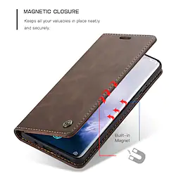 CaseMe New Retro Leather Magnetic Flip Case For OnePlus 8T OnePlus Nord OnePlus 7 Pro With Wallet Card Credit Card Slot Magnetic Closure Protective Cover Lightinthebox