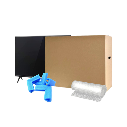(70 Inch, 1) TV Removal Cardboard Box with Foam Corners & Bubble Wrap