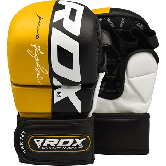 RDX T6 Yellow MMA Sparring Gloves (Adults)-XL (Hand Circumference 24cm-25cm)