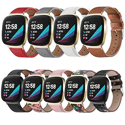 1 pcs Smart Watch Band for Fitbit Versa 3 / Sense Genuine Leather Smartwatch Strap Classic Buckle Leather Loop Replacement Wristband Lightinthebox