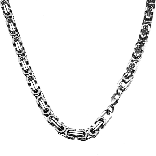 316L Men Women Stainless Steel Chunky Link Byzantine Box Chain Necklace Bracelet