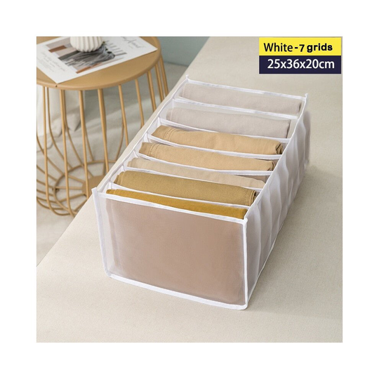 (3PC) Jeans Compartment Storage Box Closet Clothes Drawer Mesh Separation Box Stacking Pants Drawer Divider Can Washed Home Organizer