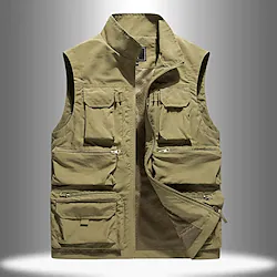 Men's Fishing Vest Hiking Vest Vest / Gilet Top Outdoor Breathable Water Resistant Quick Dry Lightweight Black Grey khaki Climbing Camping / Hiking / Caving / Military / Multi Pockets Lightinthebox