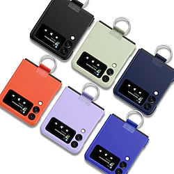 Phone Case For Samsung Galaxy Classic Series Z Flip 4 Z Flip 3 Bumper Frame Dustproof Case with Ring Solid Colored PC Lightinthebox
