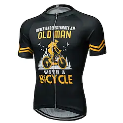 21Grams Men's Cycling Jersey Short Sleeve Bike Jersey Top with 3 Rear Pockets Mountain Bike MTB Road Bike Cycling Breathable Quick Dry Moisture Wicking Soft Black Green Blue Graphic Old Man Polyester Lightinthebox
