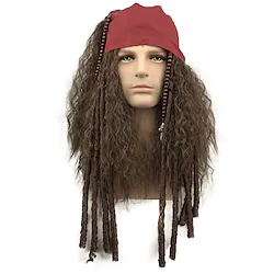 Pirate Cosplay Wigs Men's With Headband 24 inch Yaki Auburn Anime Wig Lightinthebox
