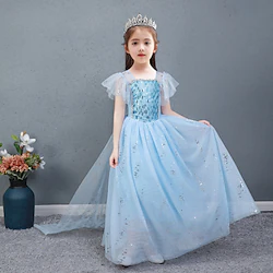 Frozen Frozen Princess Dress Girls' Movie Cosplay Christmas Purple Rosy Pink Blue Dress Christmas Lightinthebox