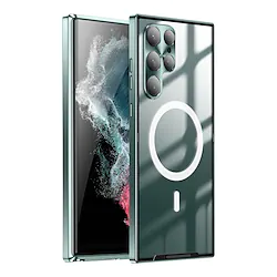 Phone Case For Samsung Galaxy Back Cover Magnetic Adsorption S22 S22 Plus S22 Ultra S21 Ultra Plus S21 Bumper Frame Portable Frosted Solid Colored TPU Aluminum Alloy Lightinthebox
