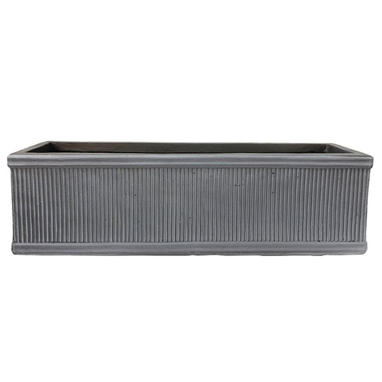(Grey, H17 L60 W17) Vertical Ribbed Vintage Style Window Box by Idealist Lite