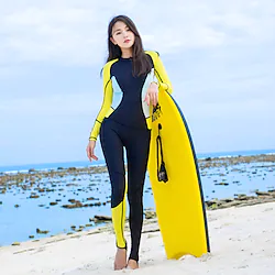 Women's Rash Guard Dive Skin Suit UV Sun Protection UPF50 Breathable Long Sleeve Spandex Bodysuit Bathing Suit Front Zip Swimming Surfing Beach Water Sports Patchwork Spring Summer Autumn Lightinthebox