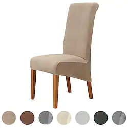 Velvet Plush Dining Chair Covers, Stretch Chair Cover Black, Spandex High back Chair Protector Covers Seat Slipcover with Elastic Band for Dining Room,Wedding, Ceremony, Banquet Lightinthebox