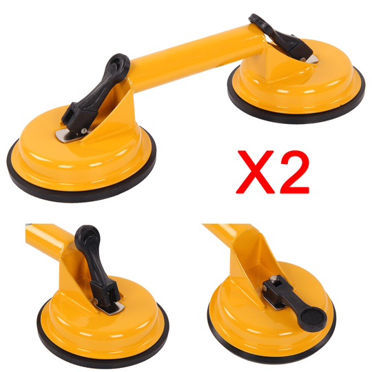 2 x Heavy Duty Dual Double Rubber Suction Cup Glass Lifting Handle Tool