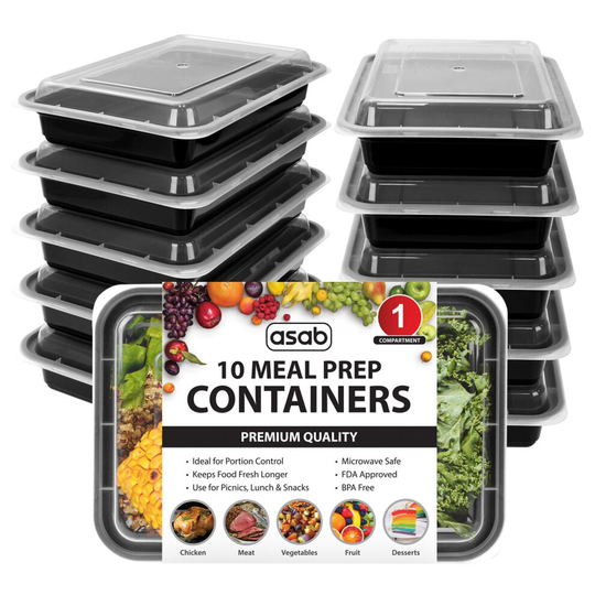 (No-Partition) ASAB Food Containers Plastic Lunch Box Lid 10Pk