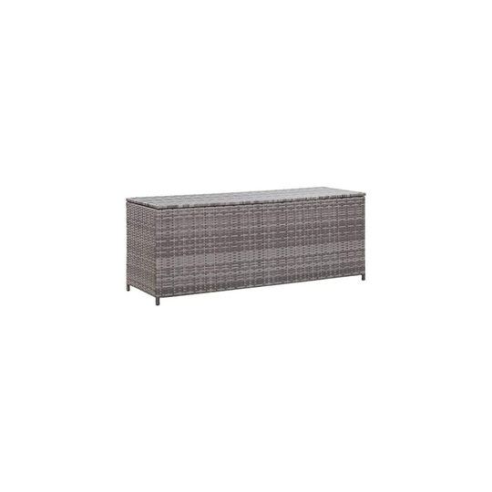 vidaXL Garden Storage Box Weather and Water Resistant Patio Outdoor Storage Chest Bench Store Blanket Cushion Pillow Toy Grey 120x50x60cm Poly Rattan