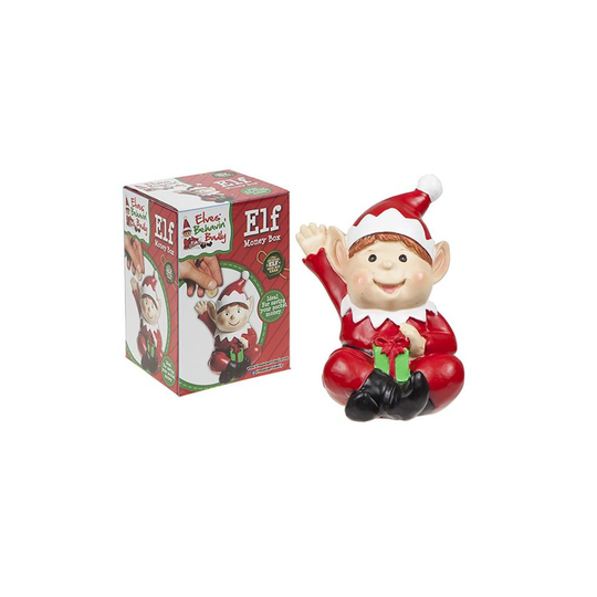 5.5 Polystone Naughty Elf Des Hand Painted Money Box. Prtbox - Elf Christmas - elf christmas corner fun novelty accessories money box