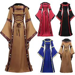 Goth Girl Retro Vintage Punk Gothic Medieval 18th Century Dress Masquerade Women's Costume Vintage Cosplay Party Long Sleeve Dress Masquerade Lightinthebox