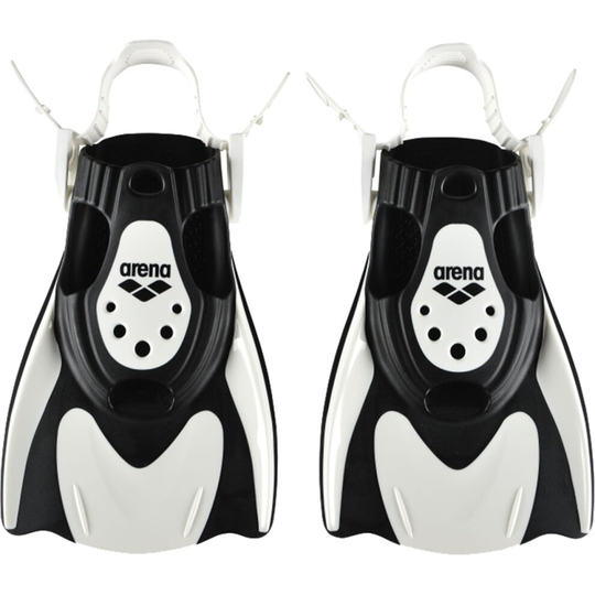 ((6-11)-Large) Arena Power Fit Swimming Aids Training Swim Fin Flippers Black/White