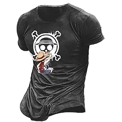 Inspired by One Piece Monkey D. Luffy T-shirt Cartoon Manga Anime Classic Street Style T-shirt For Men's Women's Unisex Adults' 3D Print 100% Polyester Lightinthebox