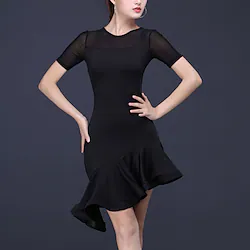 Latin Dance Activewear Dress Solid Women's Training Performance Short Sleeve High Spandex Lightinthebox