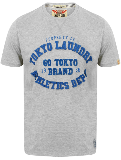 T-Shirts Montauk Motif Cotton T-Shirt in Light Grey Marl - Tokyo Laundry / S - Tokyo Laundry