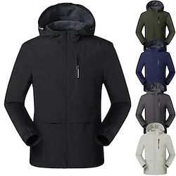 Men's Ski Jacket Waterproof Hiking Jacket Rain Jacket Outdoor Thermal Warm Fleece Lining Waterproof Windproof Outerwear Trench Coat Top Hunting Fishing Climbing Ivory white ArmyGreen Space gray Jean Lightinthebox