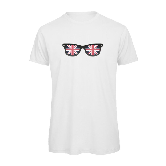 (White, 5XL) Fun Union Jack Sunglasses Graphic 100% Organic Very High Quality T-shirt, Gift Boxed Perfect Christmas, Birthday Gift