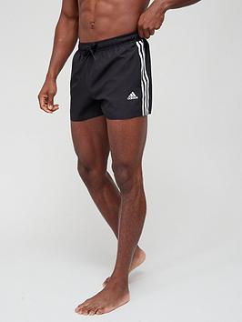 Adidas 3 Stripe Short Swim Shorts - Black