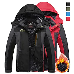 Men's Hiking Jacket Ski Jacket Hiking Windbreaker Fleece Winter Outdoor Windproof Breathable Hoodie Winter Jacket Top Single Slider Hunting Fishing Climbing Army Green Black Red Blue Lightinthebox