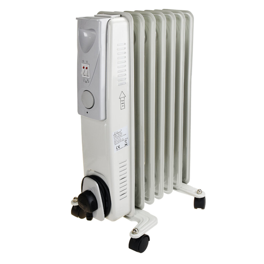 2500W Oil Filled Electric Heat Radiator 7 Fin 3 Heat Settings