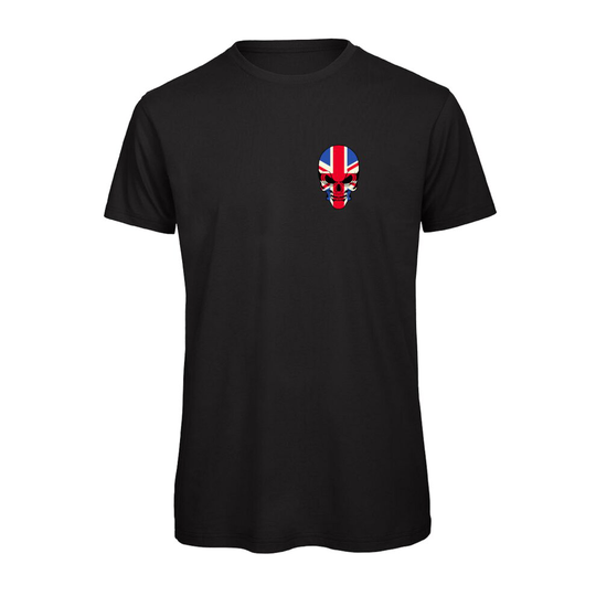 (Black, M) Union Jack Skull Graphic 100% Organic Very High Quality T-shirt, Gift Boxed Perfect Christmas, Birthday Gift