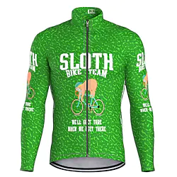 21Grams Men's Cycling Jersey Long Sleeve Bike Top with 3 Rear Pockets Mountain Bike MTB Road Bike Cycling Breathable Quick Dry Moisture Wicking Reflective Strips Green Sloth Polyester Spandex Sports Lightinthebox